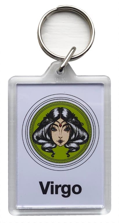 Virgo Plastic Keyring with 50 x 35mm Insert - The Virgin 24th August - 22nd Sept