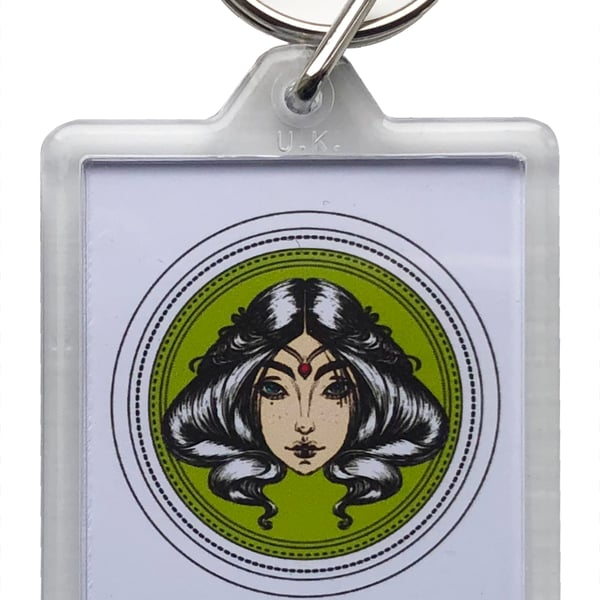 Virgo Plastic Keyring with 50 x 35mm Insert - The Virgin 24th August - 22nd Sept