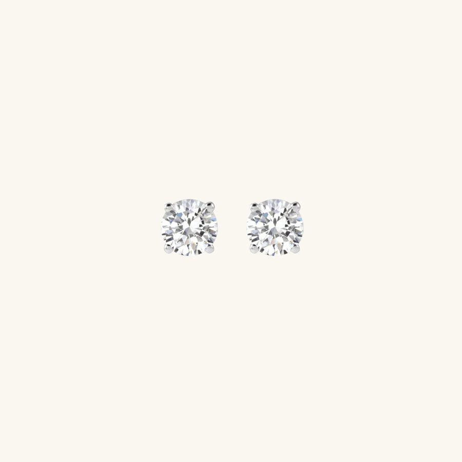 Sterling Silver Moissanite Solitaire Stud Earrings