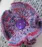 Lilac Purple Knitted Flower Corsage - Image 3