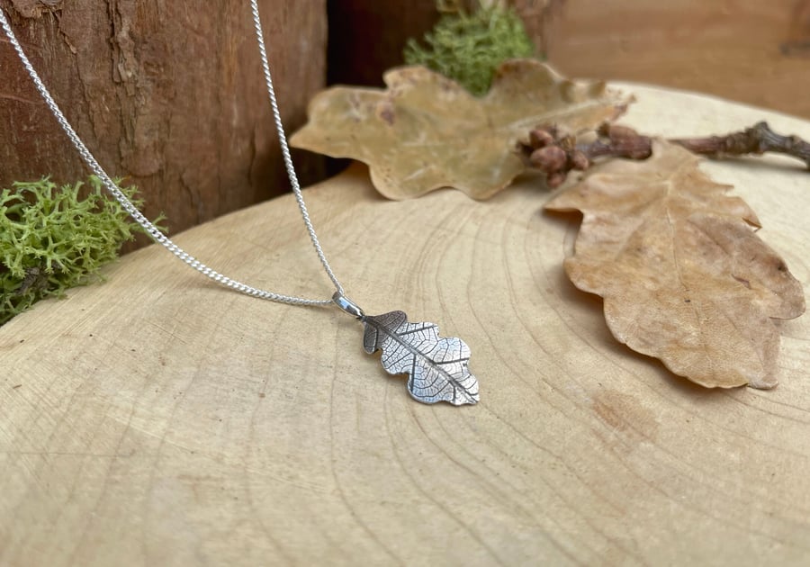 Handmade Silver Oak Leaf Necklace