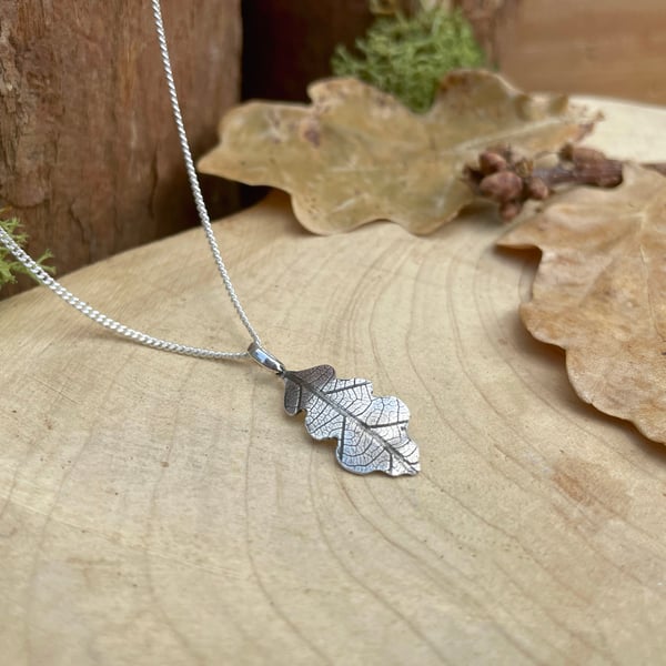 Handmade Silver Oak Leaf Necklace