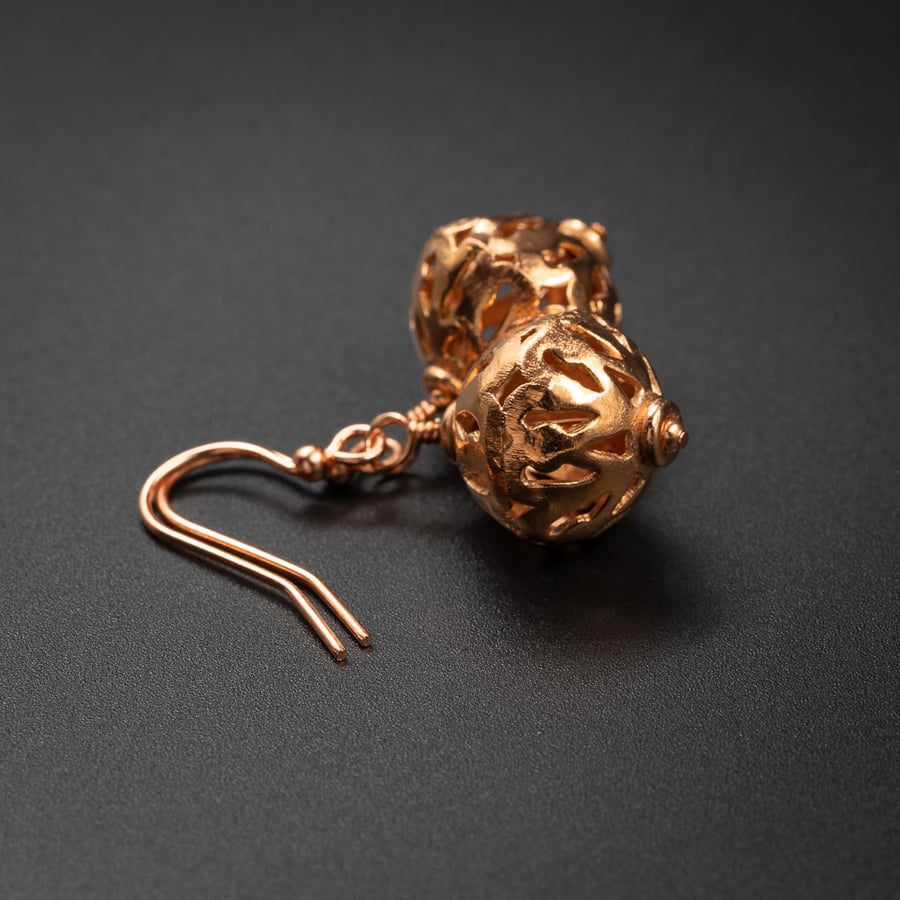 Copper lantern handmade drop earrings , copper jewellery