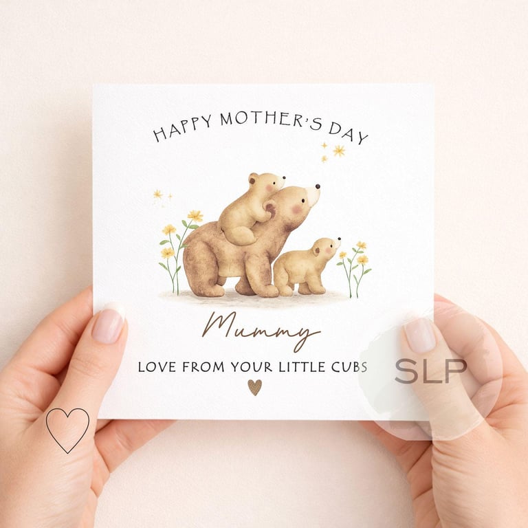 Mother's Day Card From Kids Love From Your Little Cubs Card Cute Bear Mum Card