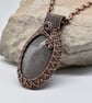 Wire Woven Silver Sheen Obsidian and Copper Gothic Pendant - Image 6