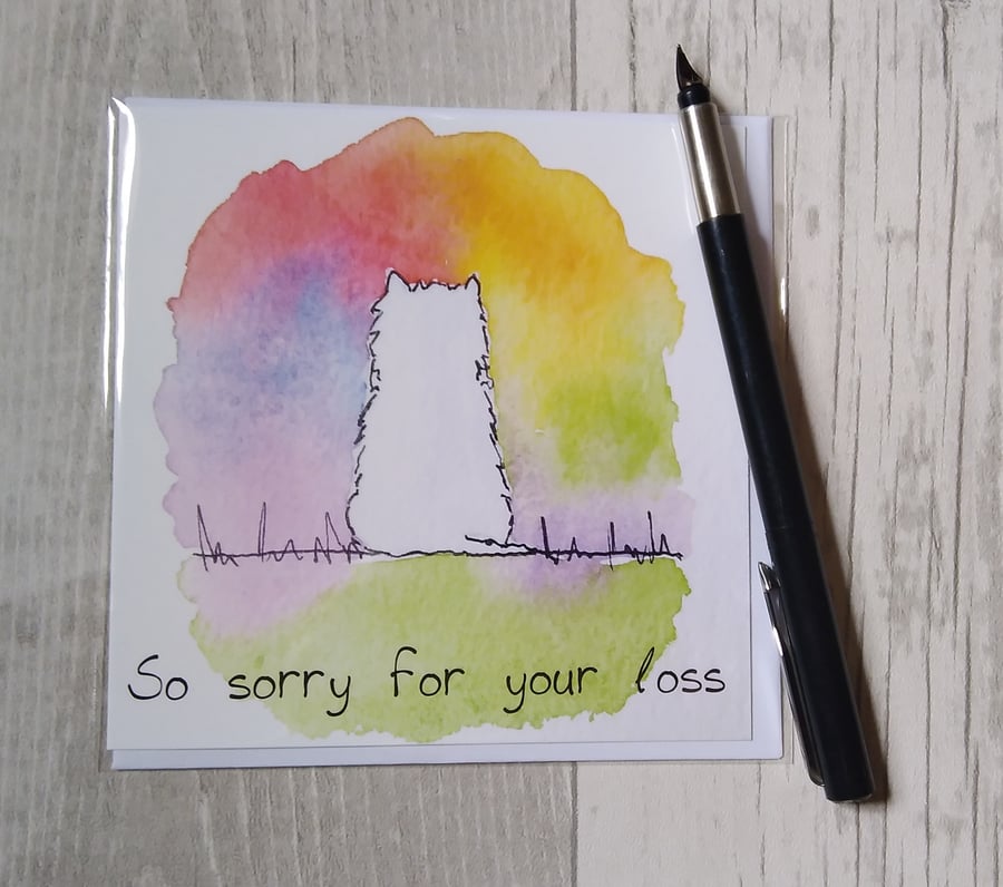 Westie memories sympathy card. Westie loss card, dog bereavement card.