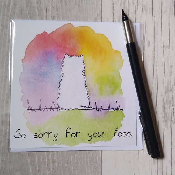 Westie memories sympathy card. Westie loss card, dog bereavement card.