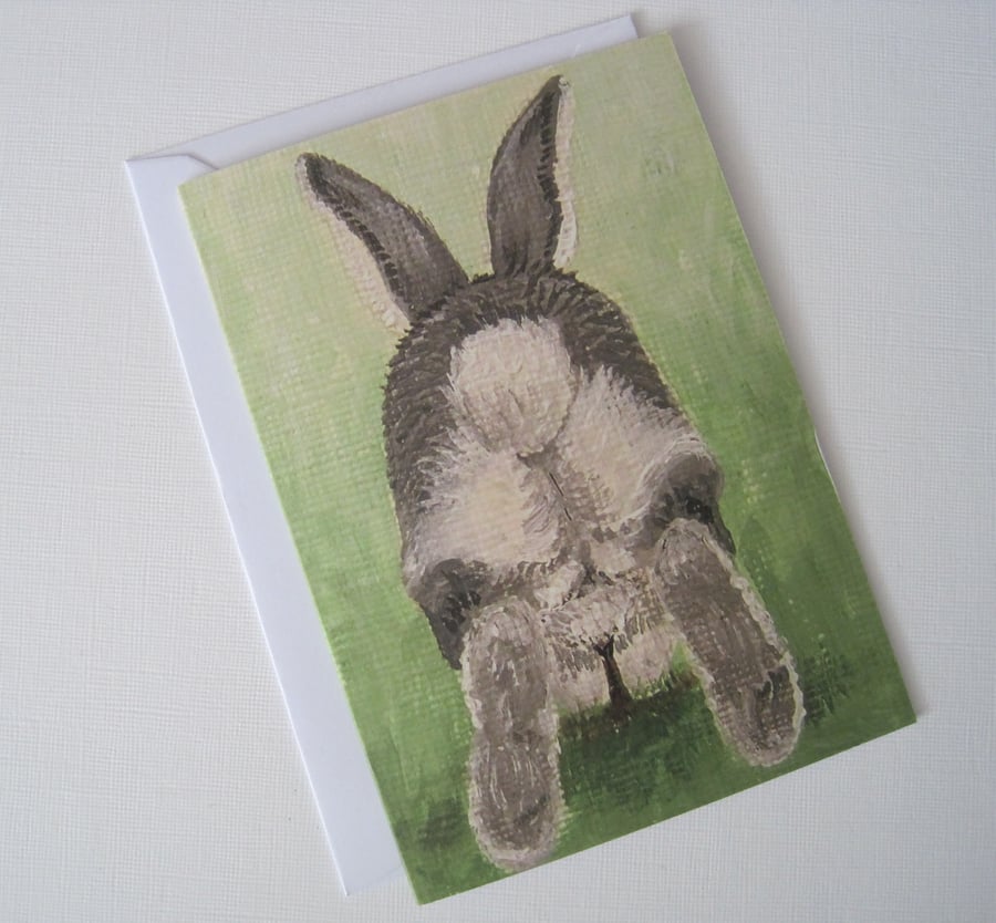 Bobtail Bunny Rabbit Greetings Card
