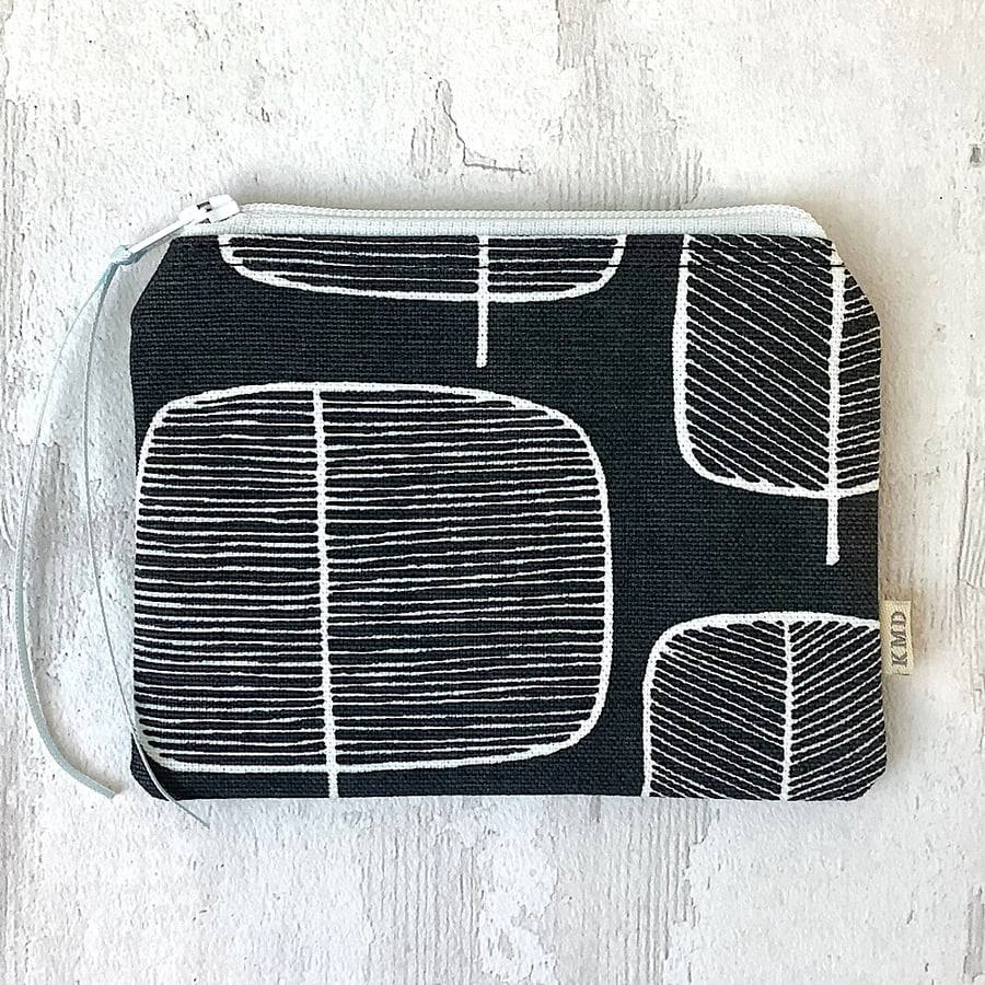 Coin Purse - Black and White - Tree Print