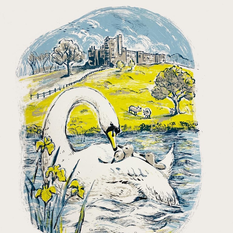 ‘Haddon Hall Swan’ Serigraph (Silkscreen) Print