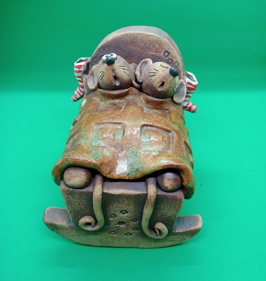 "Bed time mice" Ceramic Ornament