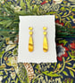 Gold Mirror Acrylic Triple Drop Teardrop Slender Dangle Earrings