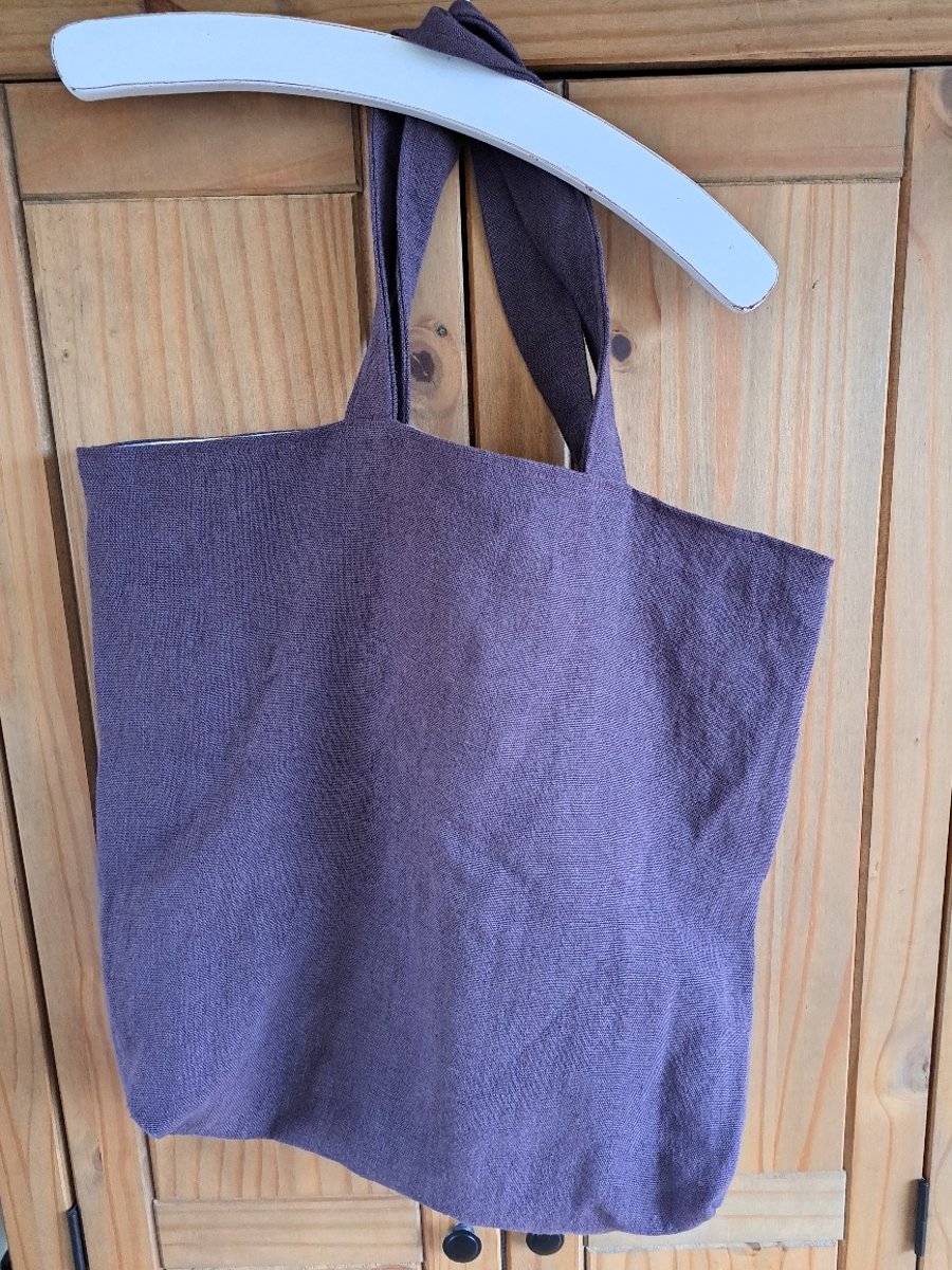 Big damson linen and check bag