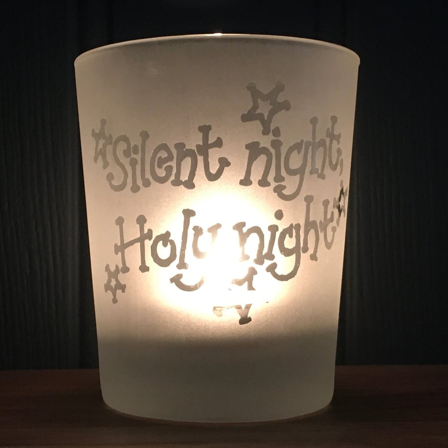 Christmas tealight holder 'Silent Night, holy night'