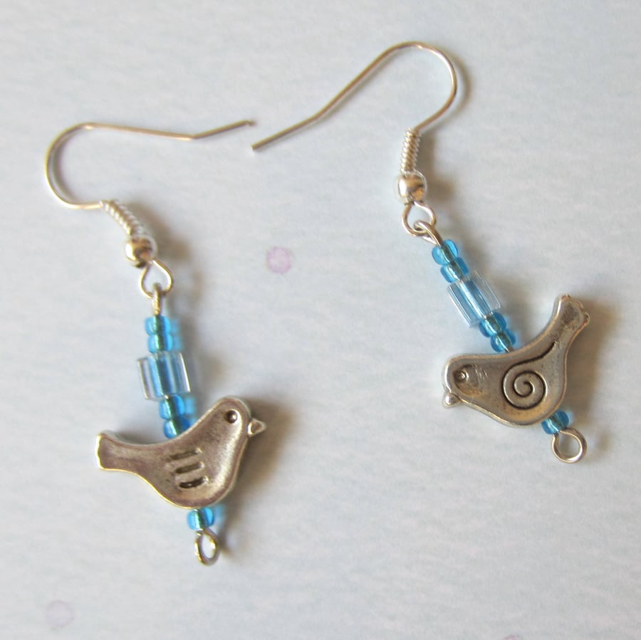 Blue Bird Earrings