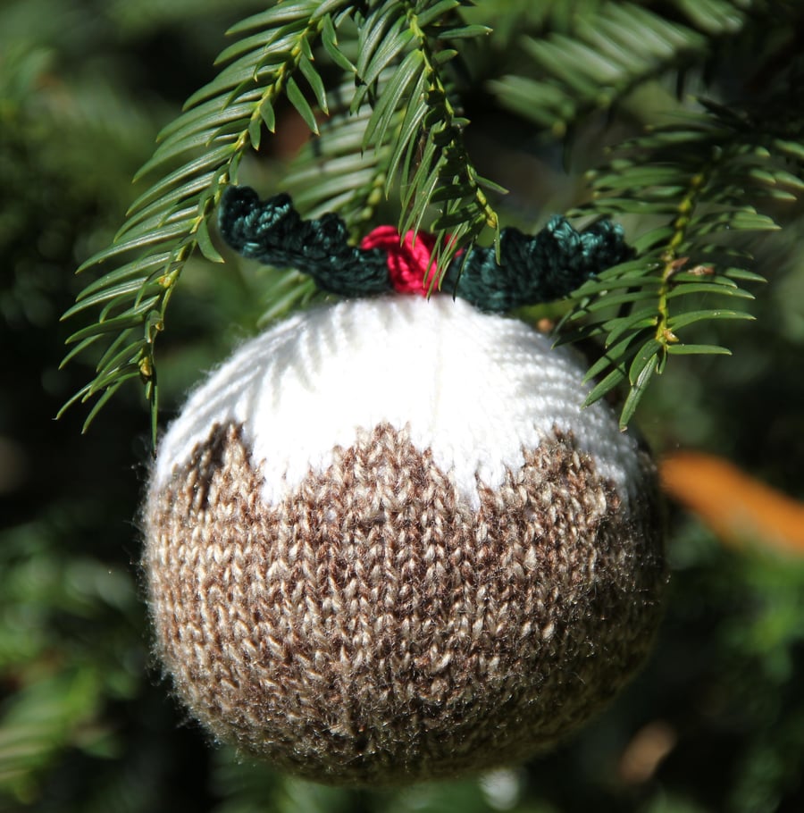 Large Hand Knitted Christmas Pudding Bauble