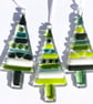 Fused glass Christmas Tree Decorations set of 3 