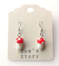 Mushroom Earrings, Glass Lampwork Beads - Image 2