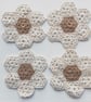 organic cotton coasters, crochet coasters, coasters set of four