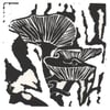 Original fungus linocut print Velvet Shank 2 