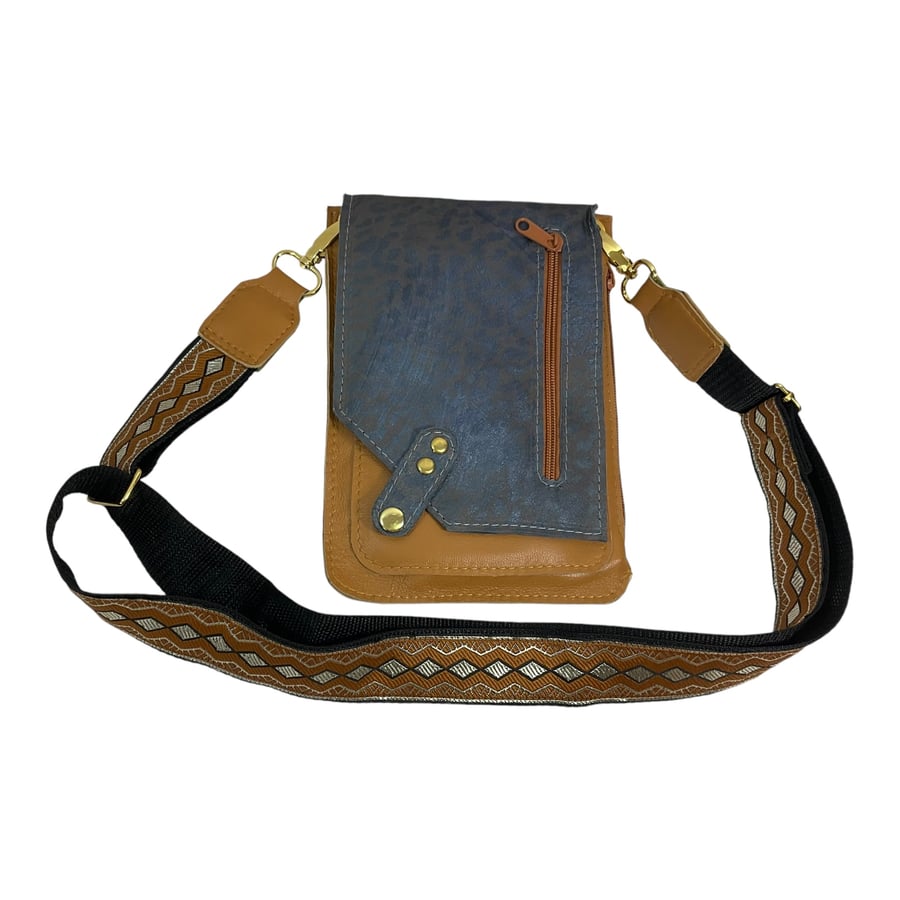 Phone bag made of soft lambs leather, slim, small multi pockets, teen messenger 