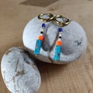 Neon bead earrings with stainless steel huggie hoops