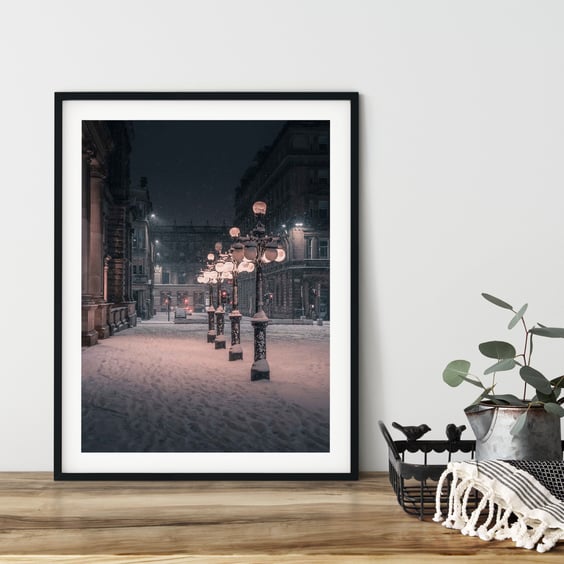 Street lights, George square, Glasgow Signed mounted print
