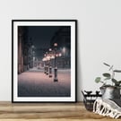 Street lights, George square, Glasgow  print