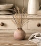 Hand Built Round Textured Bud Vase, Hand Painted Solace Vessel, Rustic Pottery - Image 1