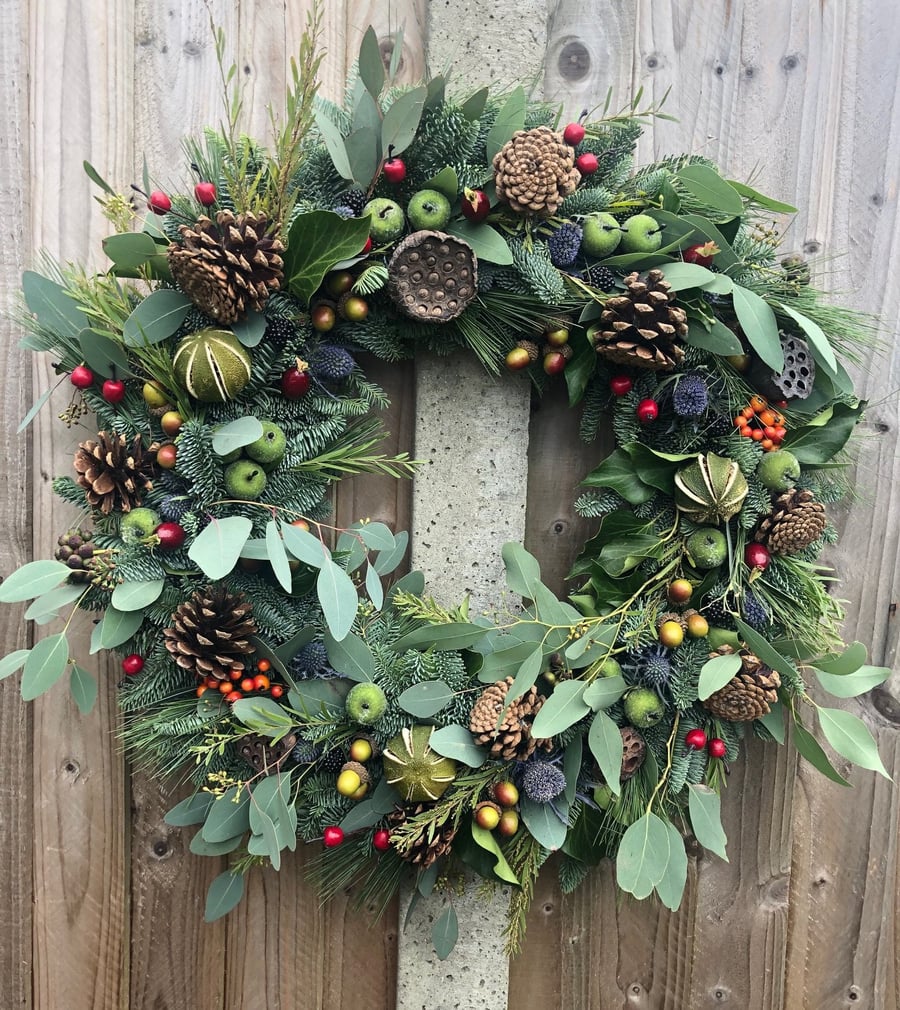 Luxury Christmas Wreath, fresh hand made. Ready for delivery from early December