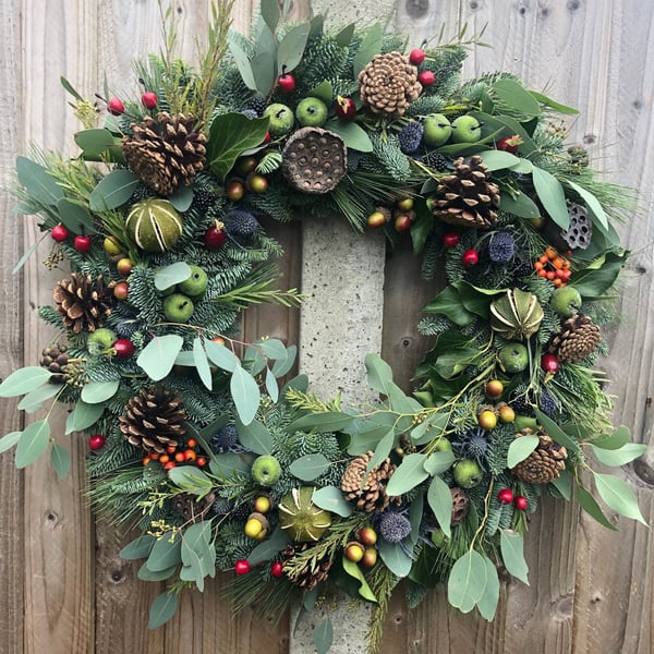 Luxury Christmas Wreath, fresh hand made. Ready for delivery from early December