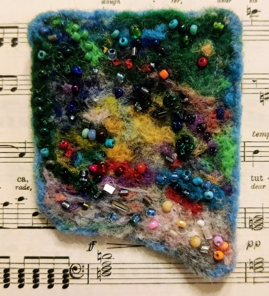 Needle Felted & Embroidered Brooch