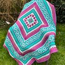 Secret Garden Crochet Blanket – Cosy Handmade Mosaic Crochet Throw 
