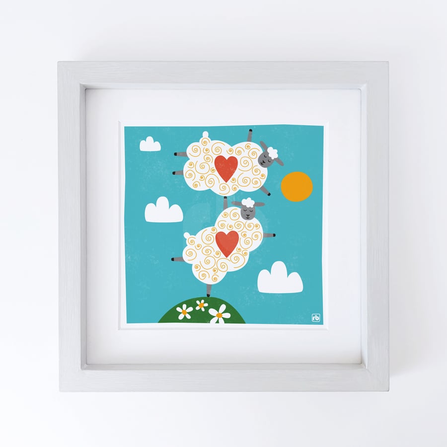 I got Ewe, one sheep supprting another illustration, original Giclee print