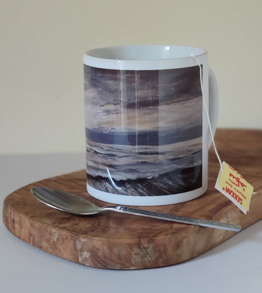 Silver Sunrise Seascape, Fine art landscape printed 10oz mug