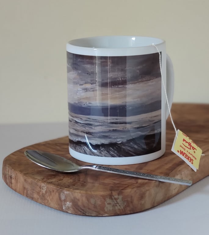 Silver Sunrise Seascape, Fine art landscape printed 10oz mug