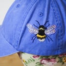 Bumblebee hand embroidered on cotton baseball cap
