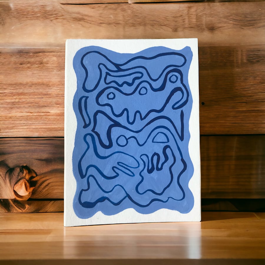 Blue Abstract Postcard Art