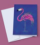 Flamingo Card, Flamingo Birthday Card, Flamingo Blank Card, Party Invite - Image 1