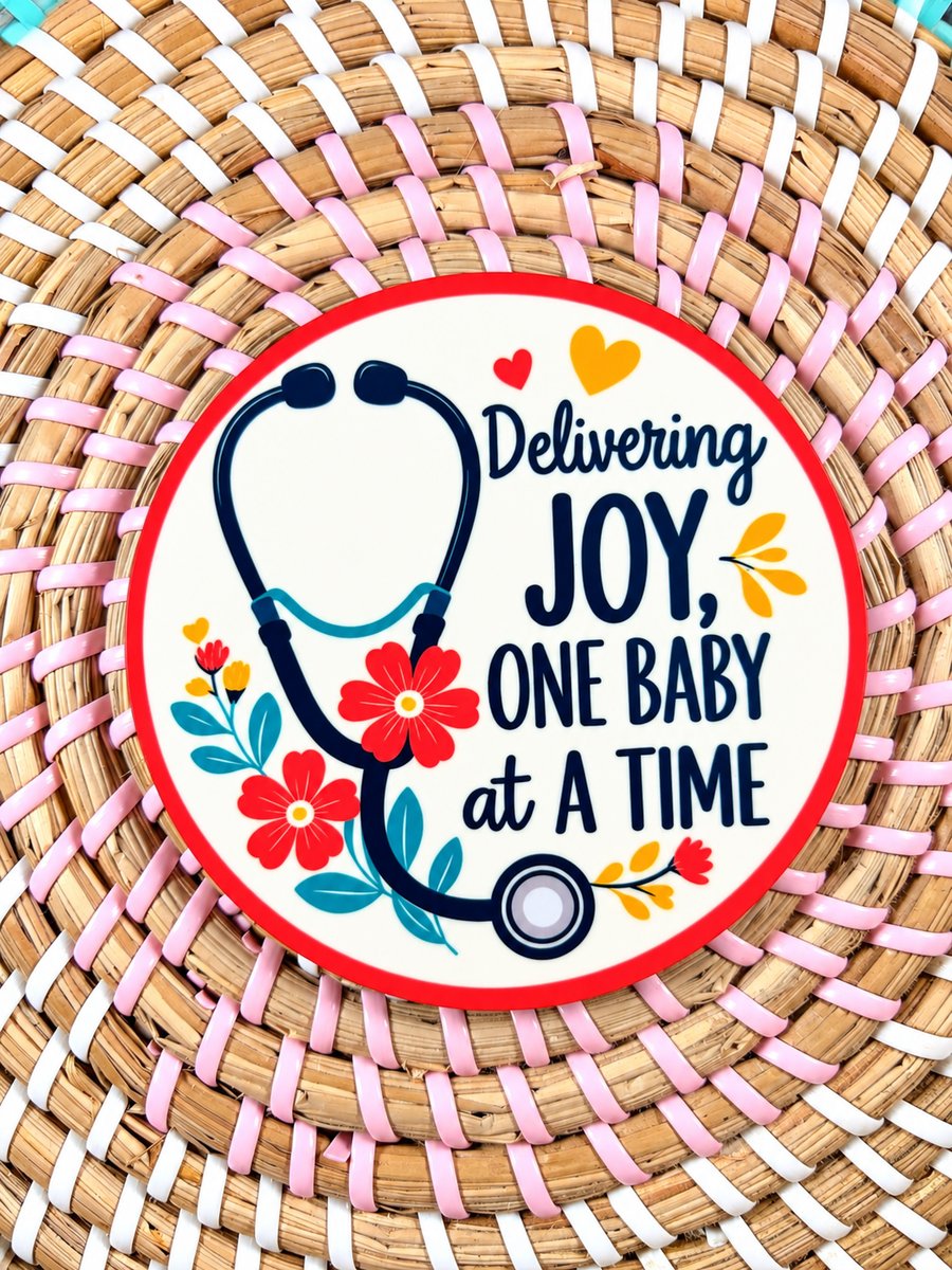 Delivering Joy Wooden Coaster – One Baby at a Time – Midwife Gift – Handmade