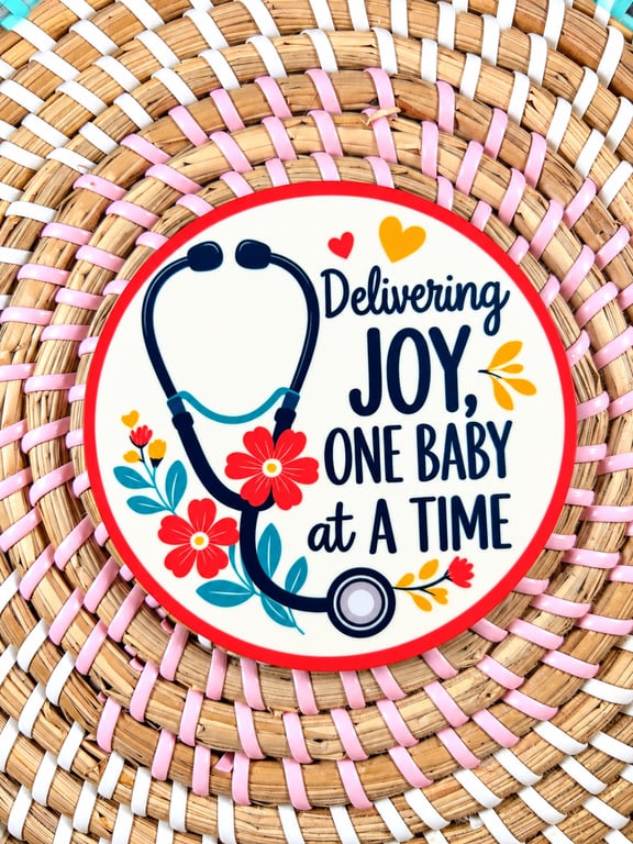 Delivering Joy Wooden Coaster – One Baby at a Time – Midwife Gift – Handmade