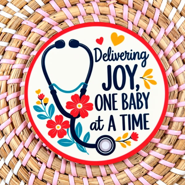 Delivering Joy Wooden Coaster – One Baby at a Time – Midwife Gift – Handmade