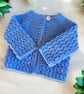 Handmade Crochet Baby Cardigan – Textured Cluster Stitch, Newborn to 2 Years