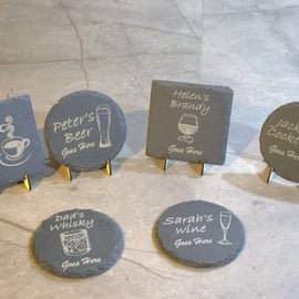 Personalised Drinks Laser engraved Slate Coaster