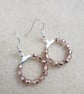 silver plated earrings with silver hoops with rose gold czech glass beads