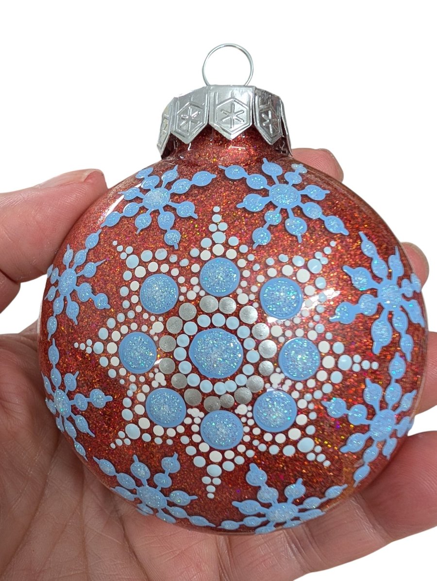 Hand painted dot painted Christmas Ornament