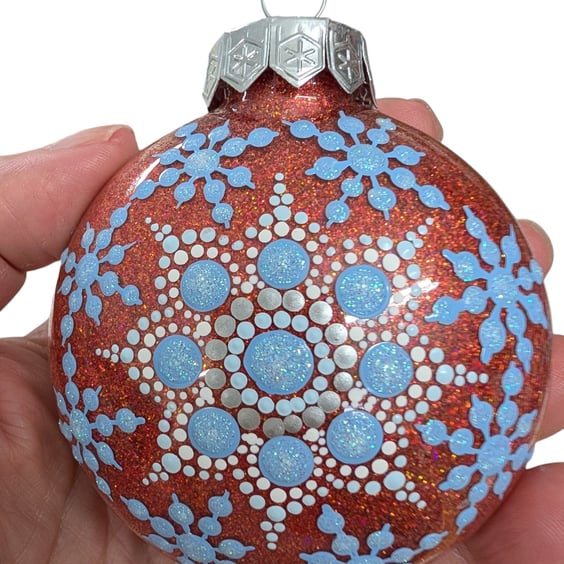 Hand painted dot painted Christmas Ornament