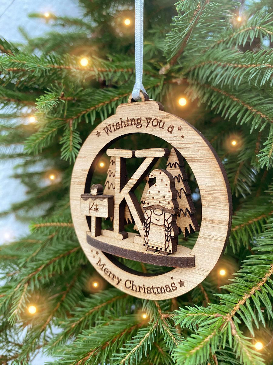 Personalised Gonk Initial Christmas Ornament