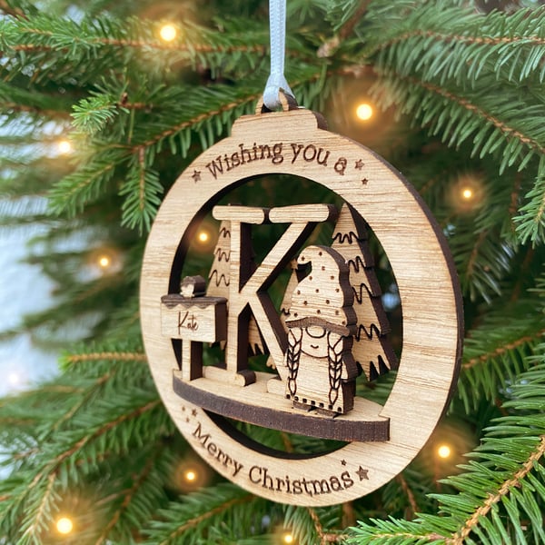 Personalised Gonk Initial Christmas Ornament