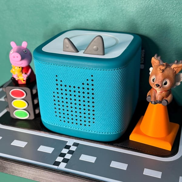 Toniebox 1 & 2 Shelf Display - Cars Road Themed - Swappable Magnetic-top Decor